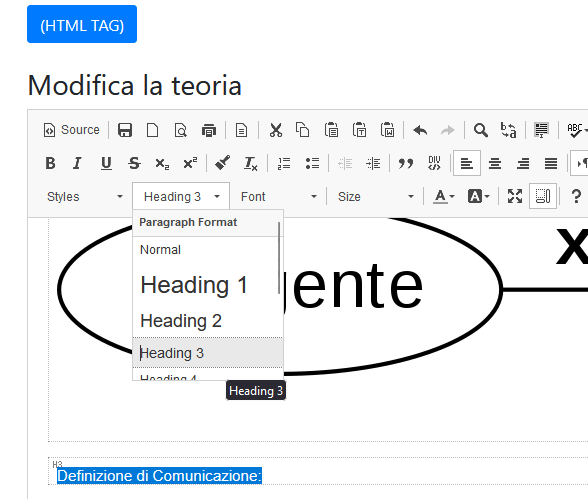 Si vedono i blocchetti in cui è divisa la pagina